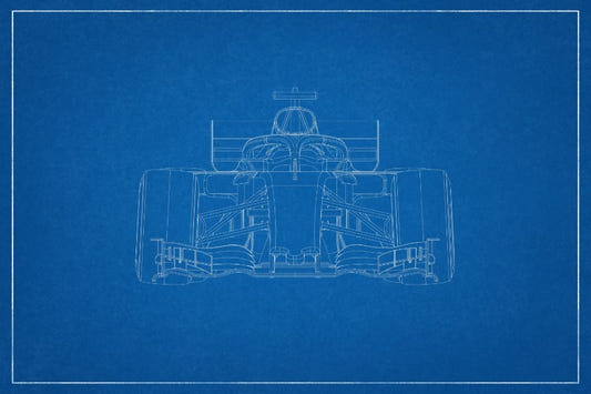 Formula One Car Blueprint Style Wall Mural