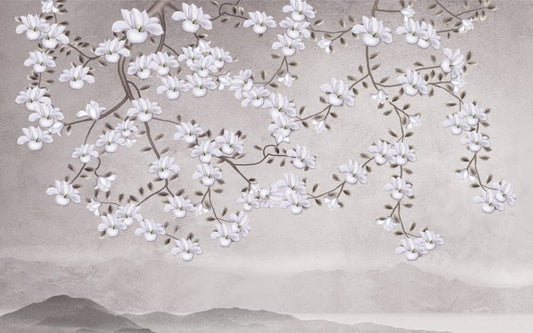 Floral Branches Mountain Wall Mural