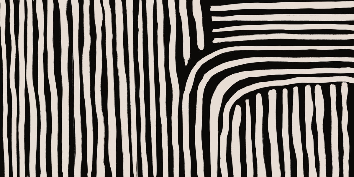 black and white striped wallpaper mural in your room — zoomed