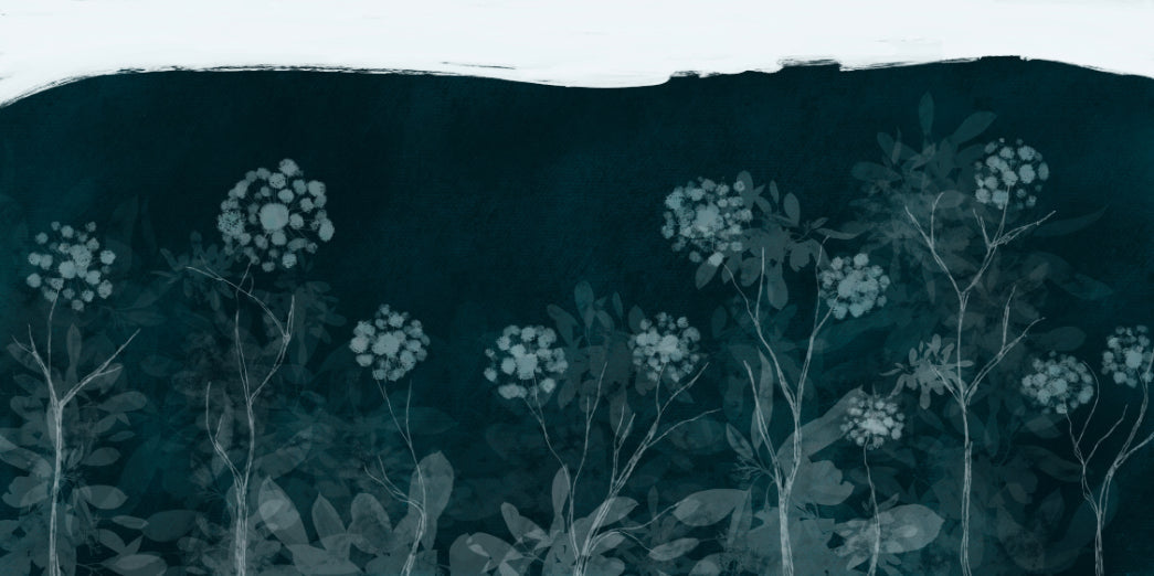 Midnight Botanical Wall Mural in your room — zoomed