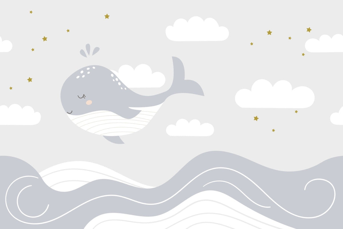 Whale Dreams Wall Mural in your room — zoomed