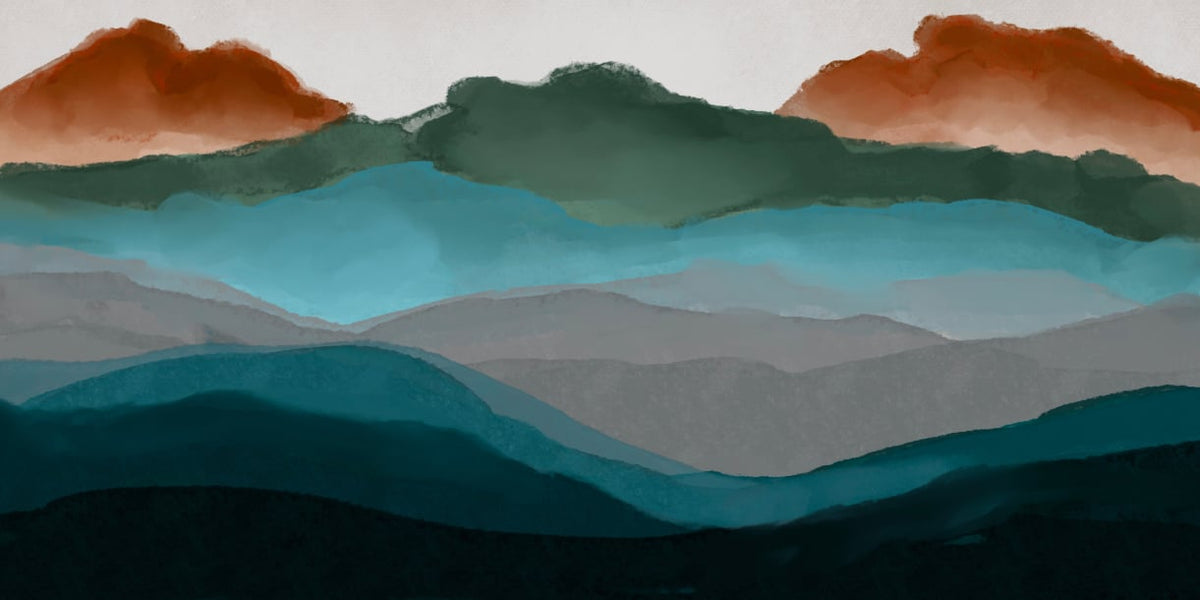 Watercolor Abstract Highland Mural in your room — zoomed