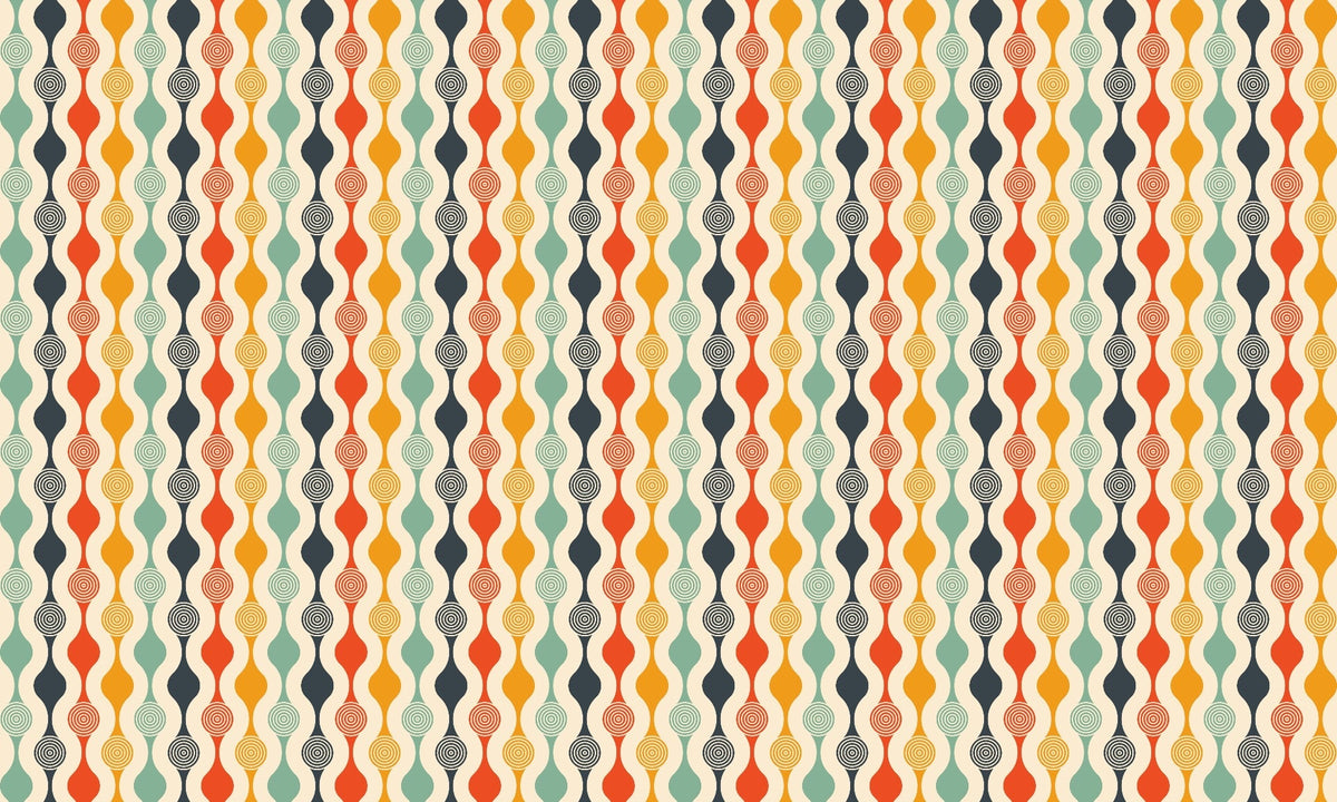 Retro Curves Wallpaper in your room — zoomed