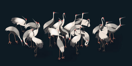 White Cranes Wall Mural
