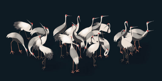 White Cranes Wall Mural