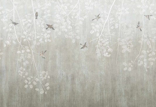 Boho Birds Beige Elegance Wall Mural