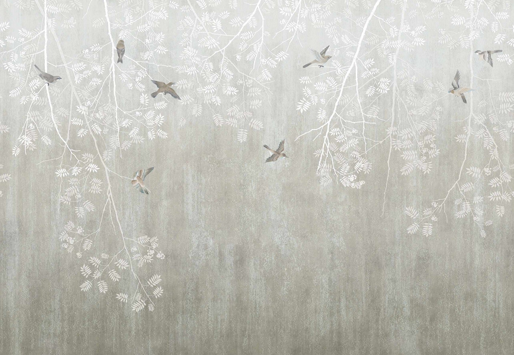 Boho Birds Beige Elegance Wall Mural