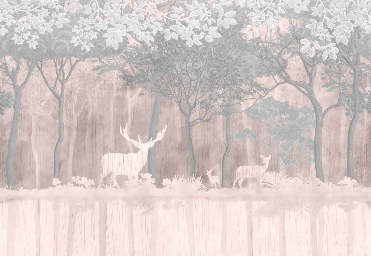 Enchanted Jungle Deer Mirage Wall Mural in your room — zoomed