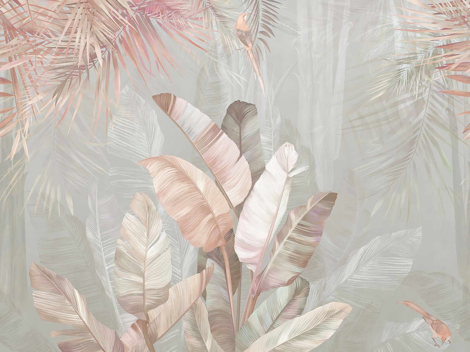Pastel Palette Tropical Leaves Wall Mural