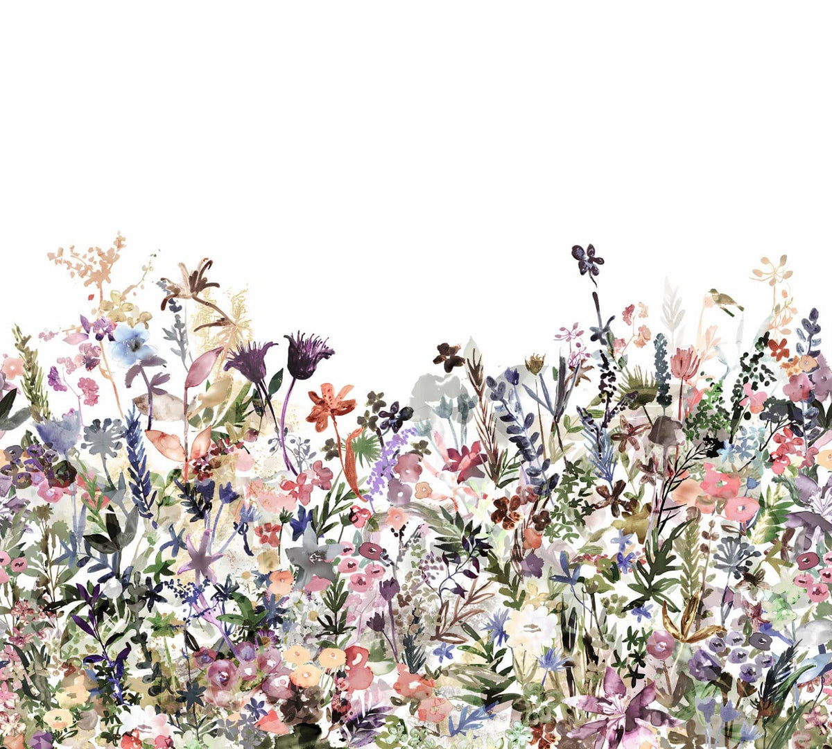 Watercolor Floral Meadows Wall Mural in your room — zoomed