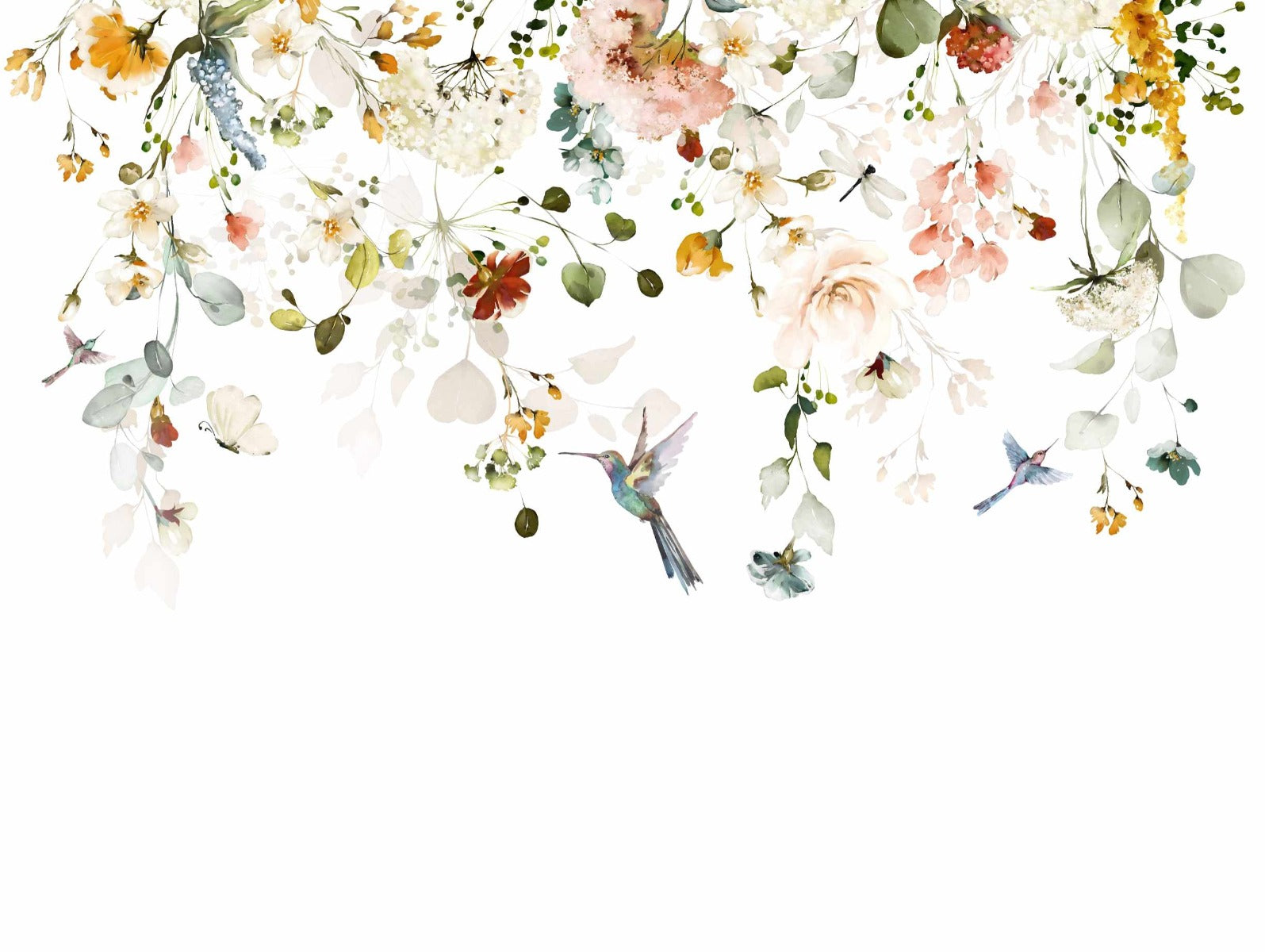 Floral Sway Hummer Hues Wall Mural