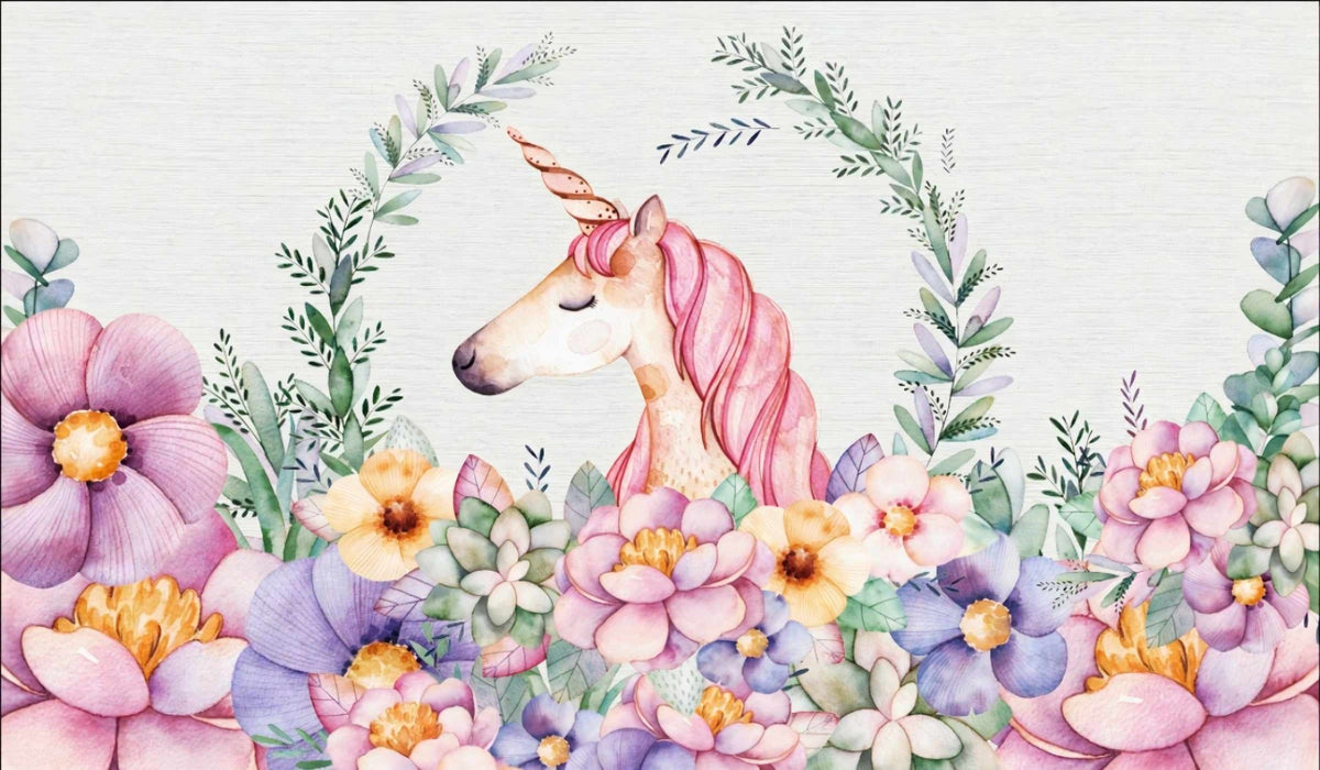 Fantasy Flora Unicorn Majesty Wall Mural in your room — zoomed