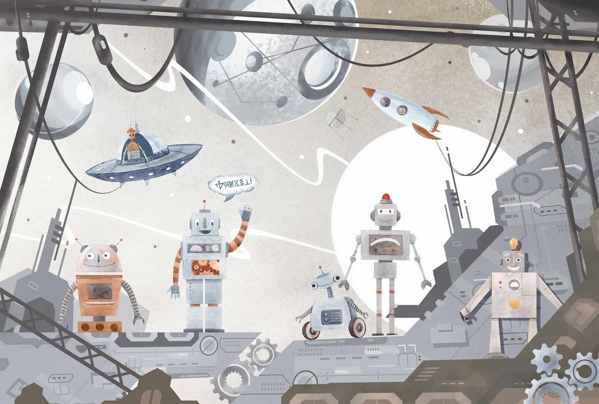Stellar Bot Expedition Wall Mural in your room — zoomed