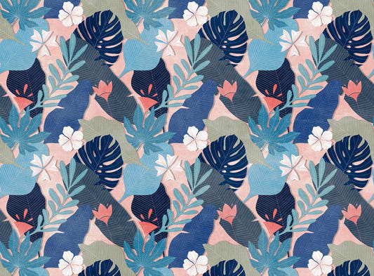 Blue Oasis Foliage Wallpaper Mural