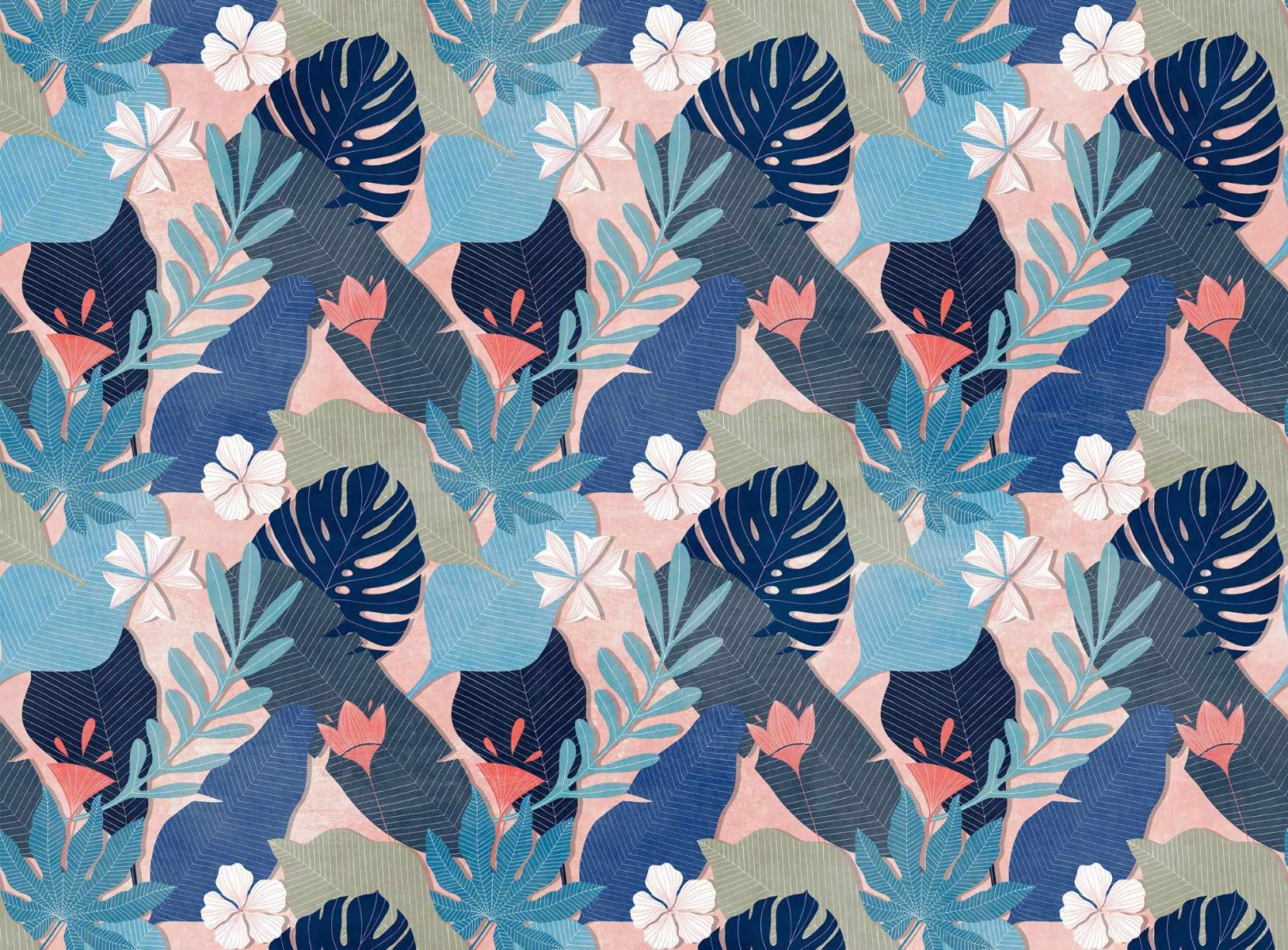 Blue Oasis Foliage Wallpaper Mural