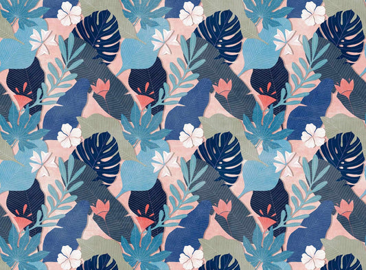 Blue Oasis Foliage Wallpaper Mural
