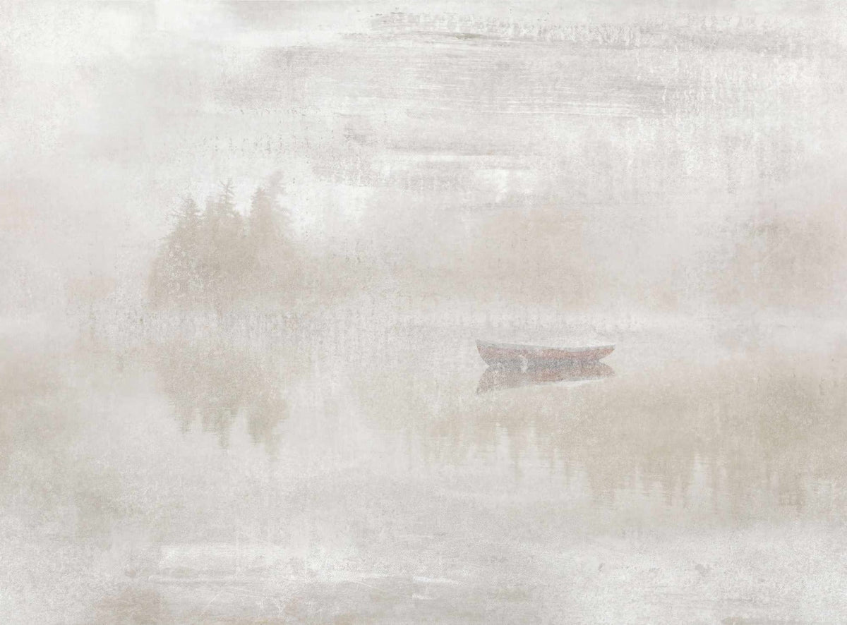 Rustic Beige Lake Wallpaper Mural in your room — zoomed