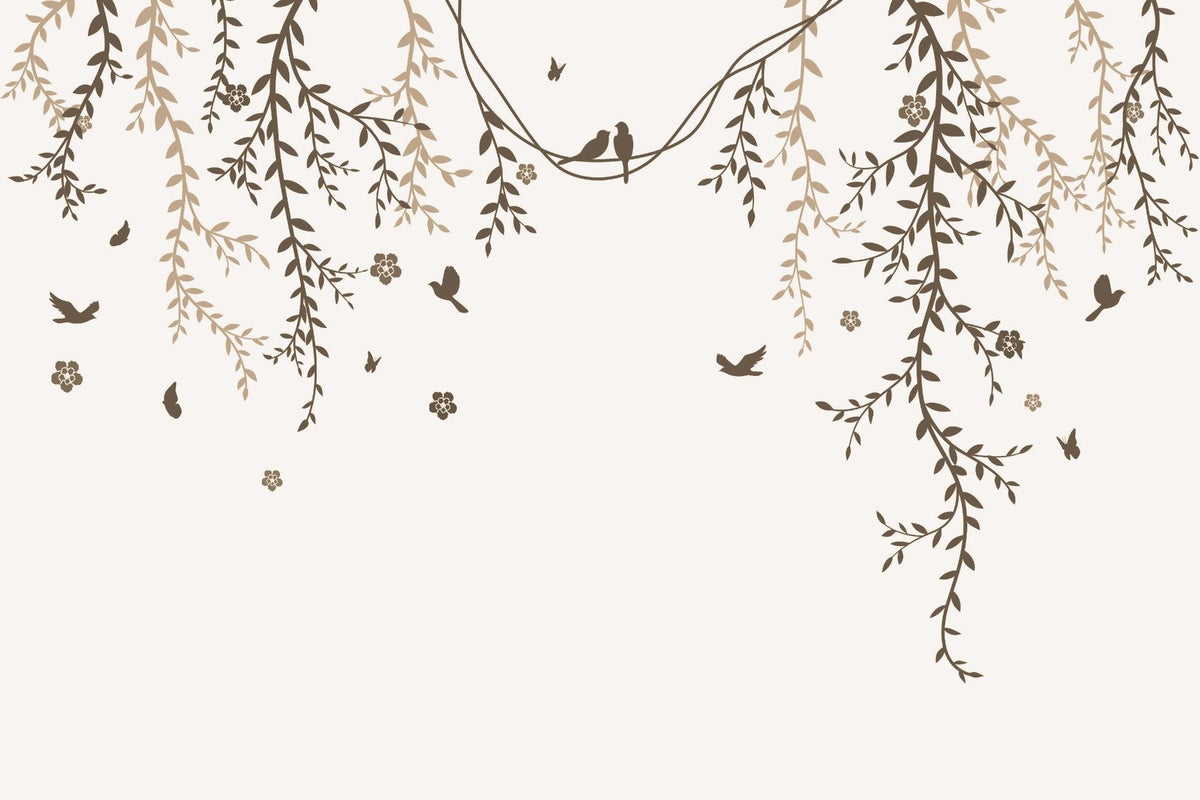 Lyrical Leaves Mural Wallpaper in your room — zoomed