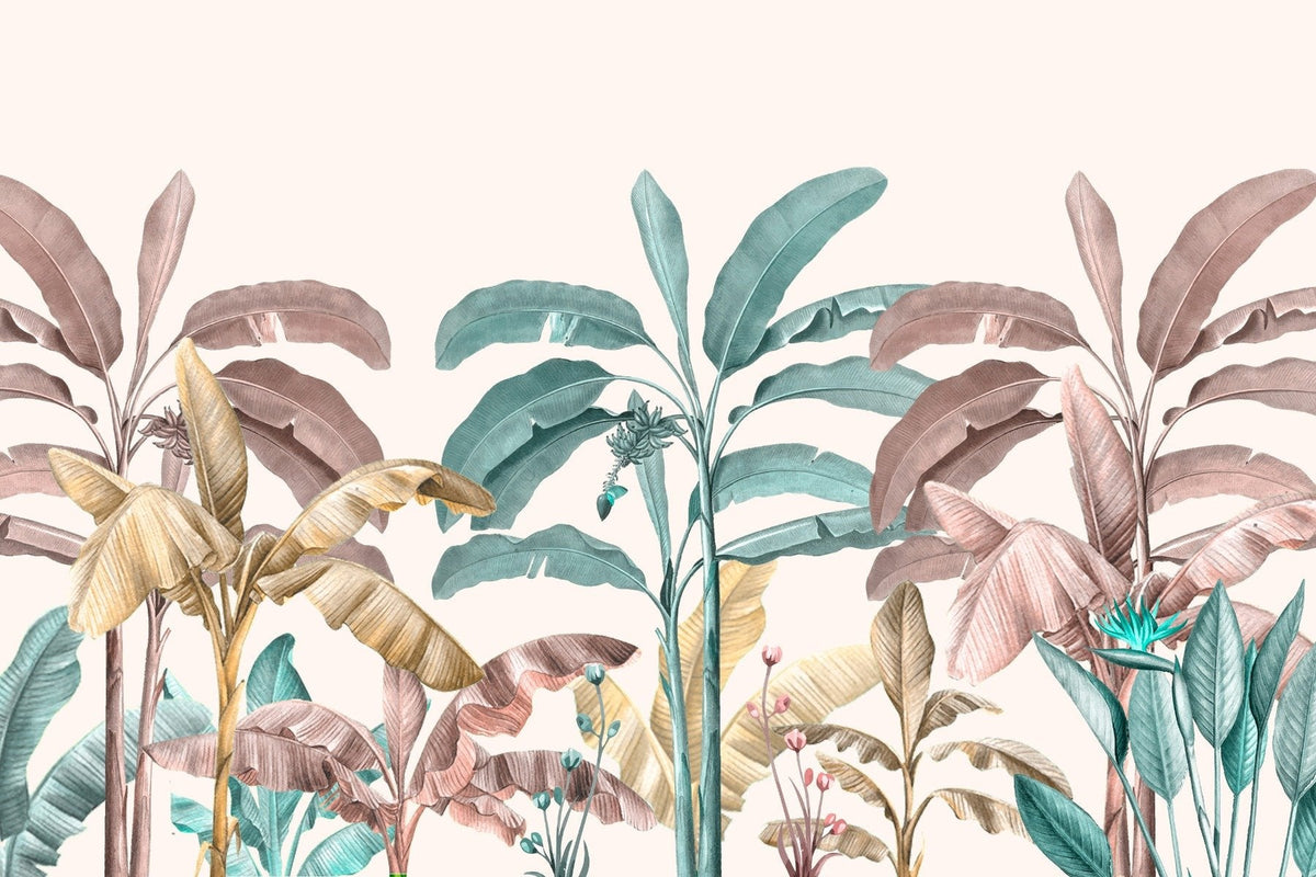 Watercolour Plantain Leaf Mural