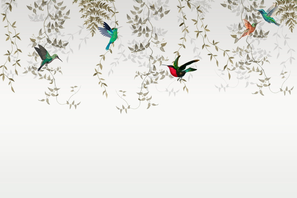 Hummingbird Haven Wallpaper Mural in your room — zoomed