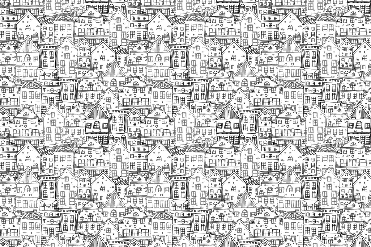 Abstract Township Wallpaper Mural in your room — zoomed