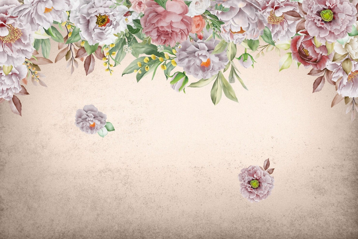Blush Peony Paradise Wallpaper Mural in your room — zoomed