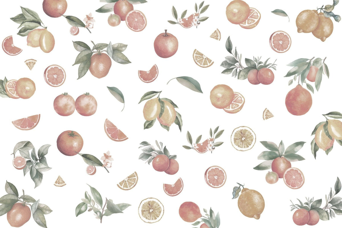 Citrus Orchard Delight Wallpaper Mural in your room — zoomed