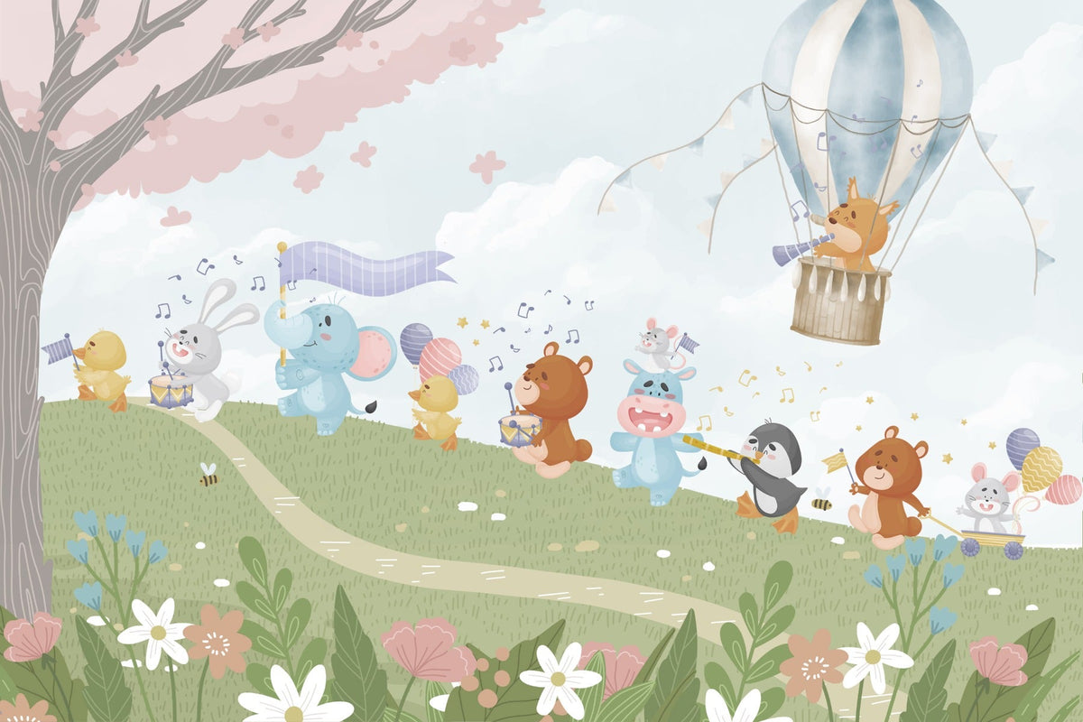Musical Menagerie Wallpaper Mural in your room — zoomed
