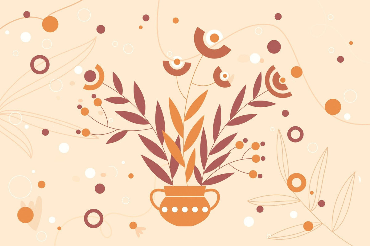 Autumnal Elegance Vase Art Mural in your room — zoomed