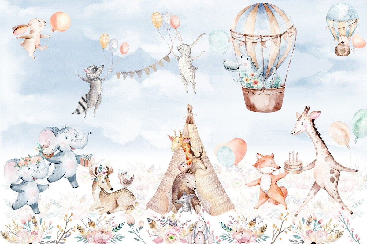 Balloons Over Blossom Valley Art Mural in your room — zoomed
