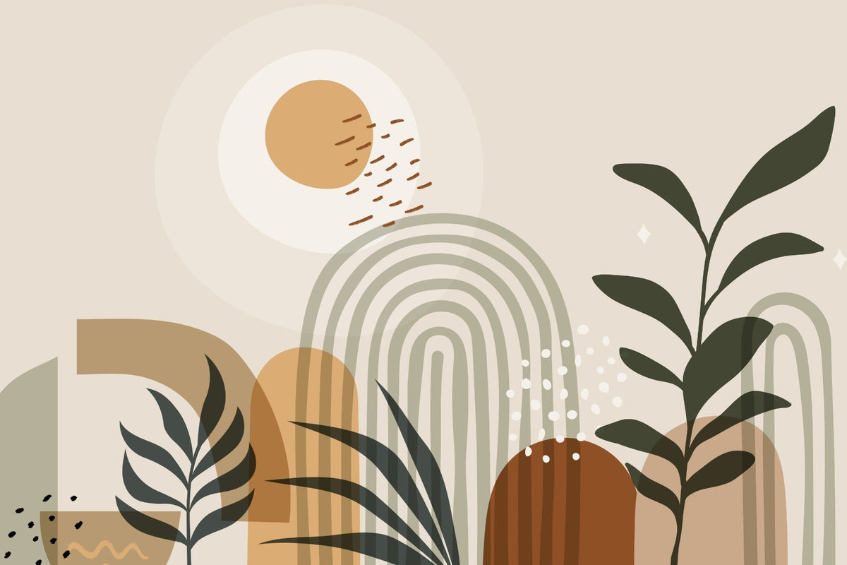 Modern Zen Garden Wallpaper Mural in your room — zoomed