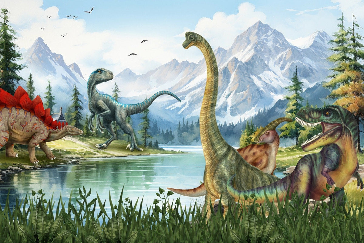 Jurassic Valley Dinosaur Wall Mural in your room — zoomed