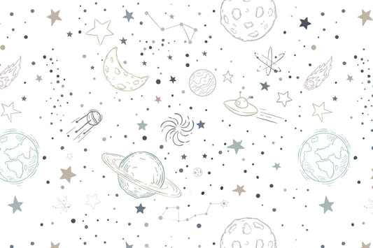 Stellar Sketches Nursery Wallpaper