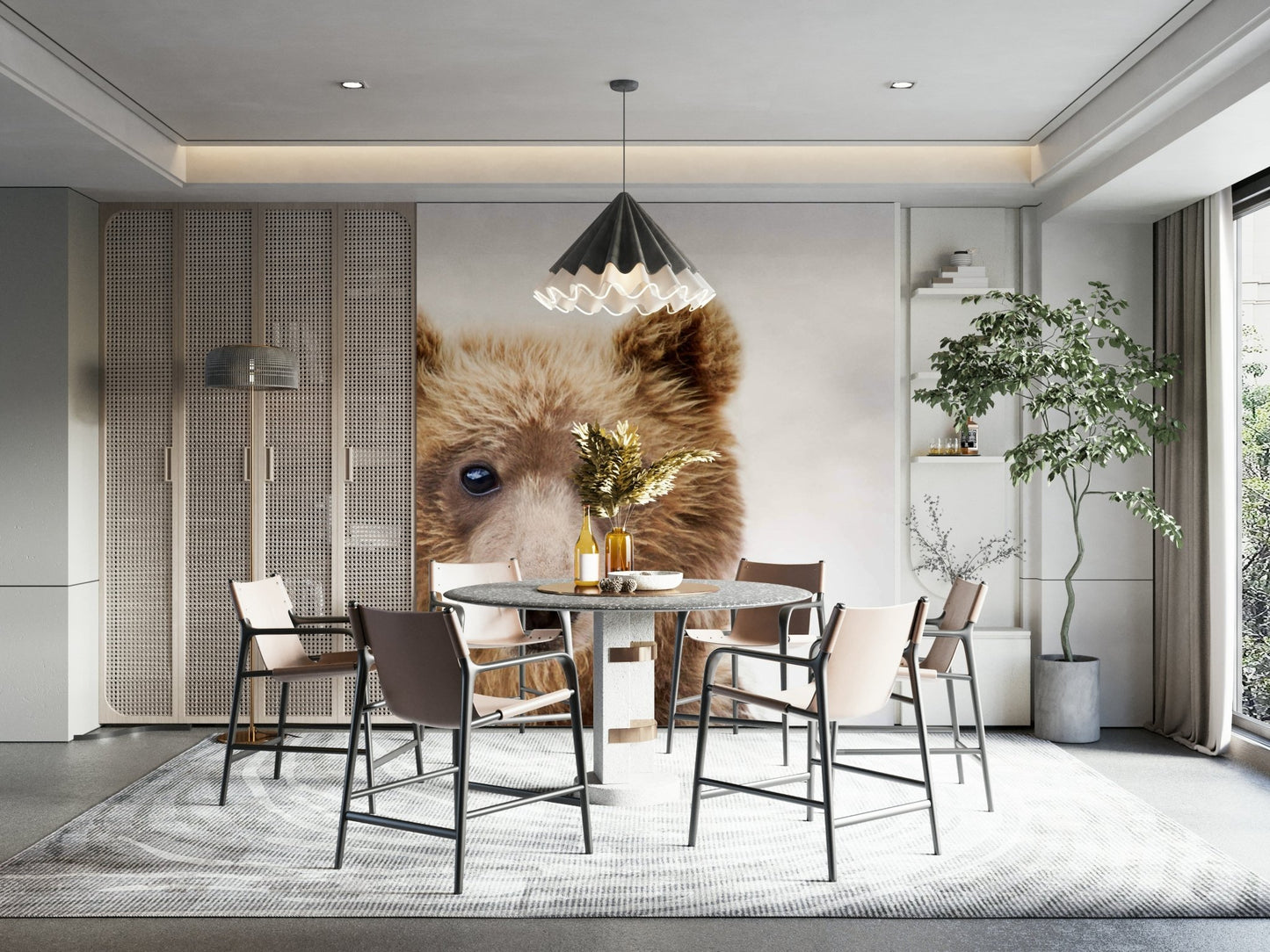 Fluffy bear cub image for kids room

