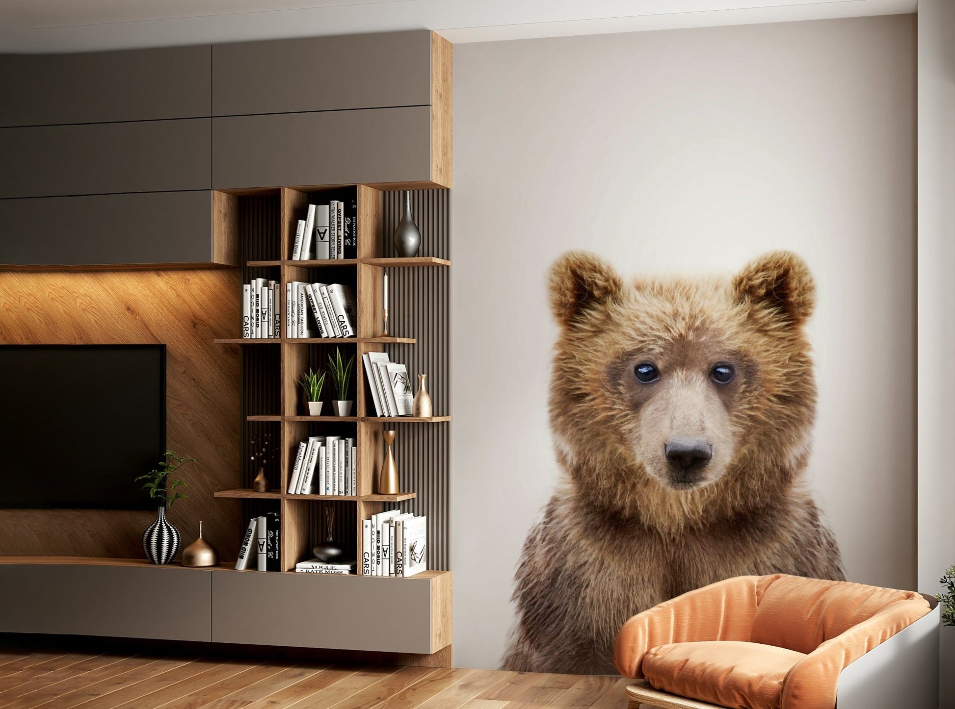 Bear mural wallpaper for kids room

