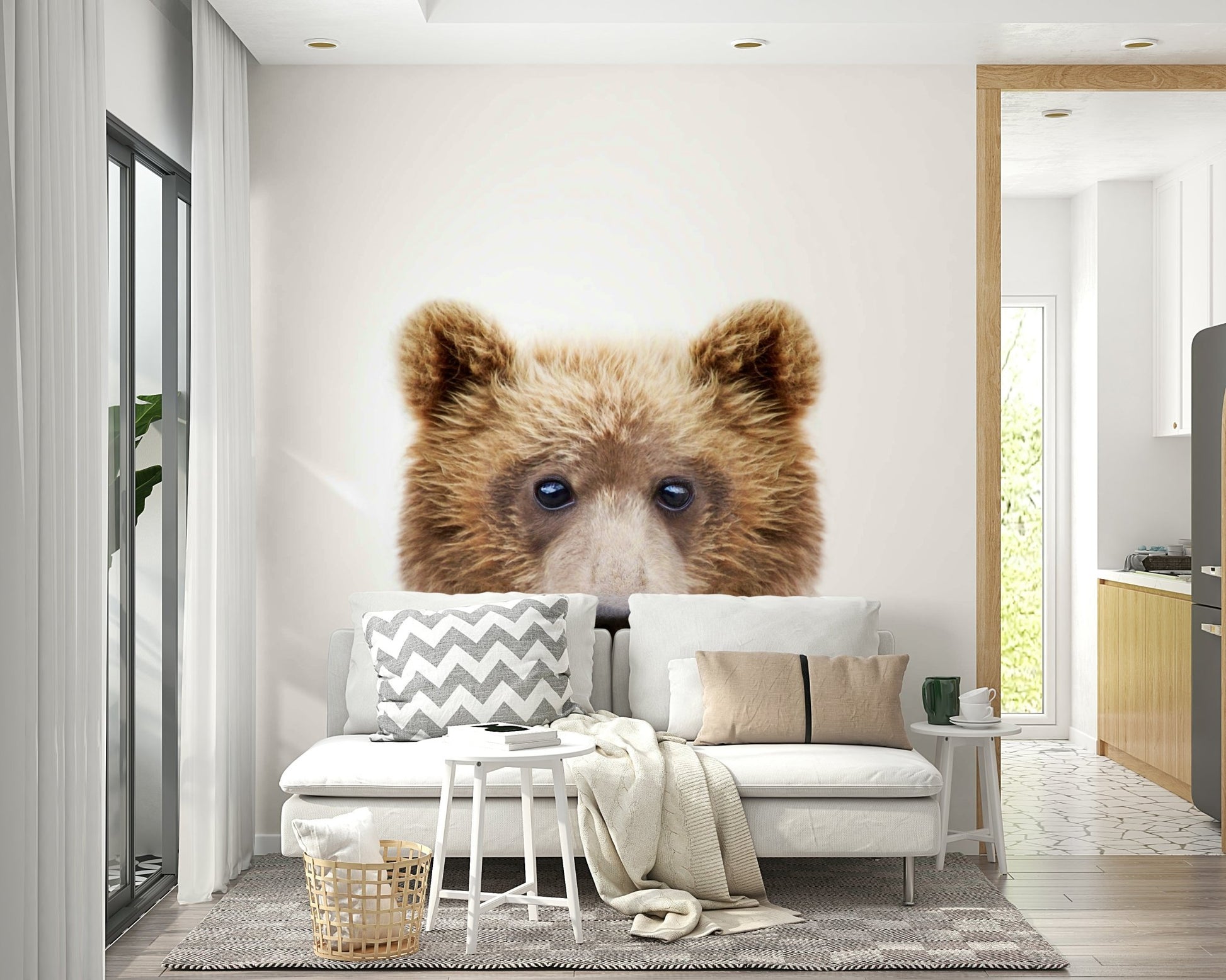 Calm bear mural for toddlers

