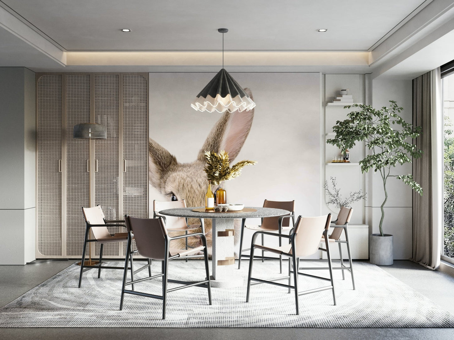 Baby rabbit mural for children’s room

