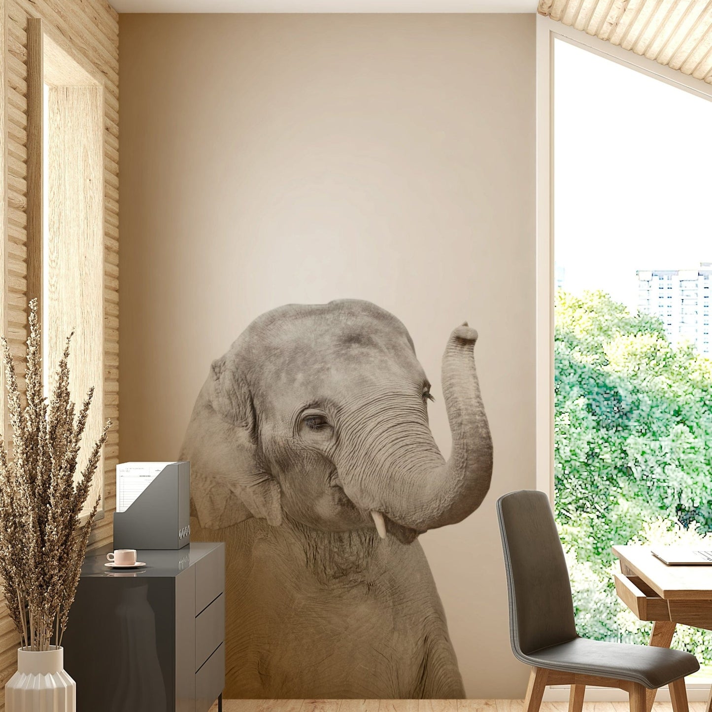Smiling baby elephant portrait GD290

