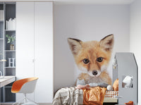 Cute baby fox illustration on wallpaper
