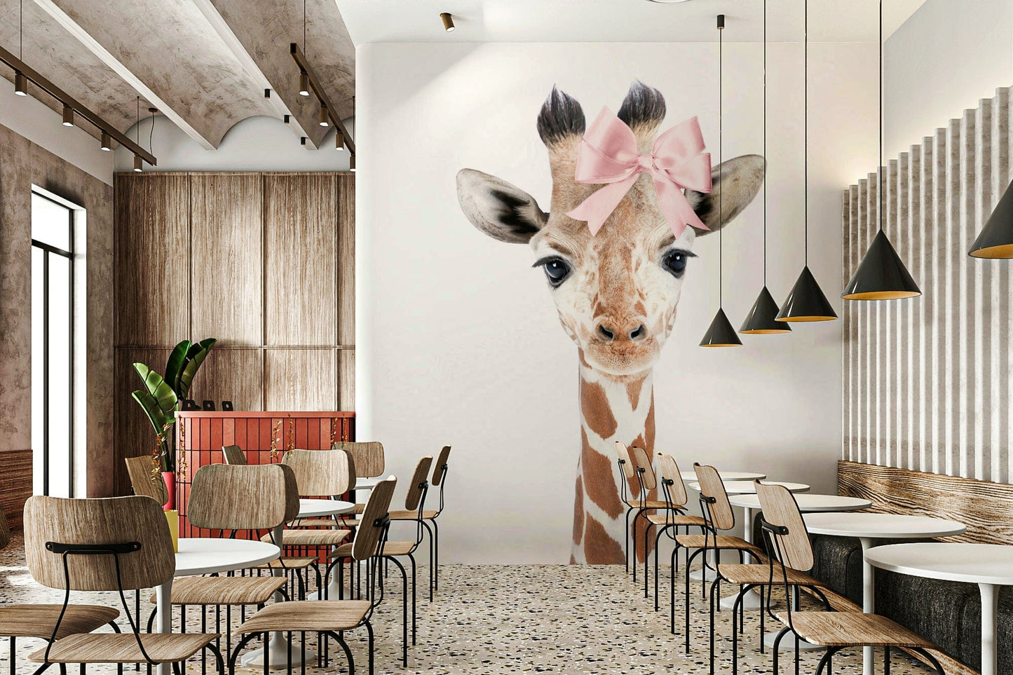 Baby giraffe bow animal wallpaper GD291

