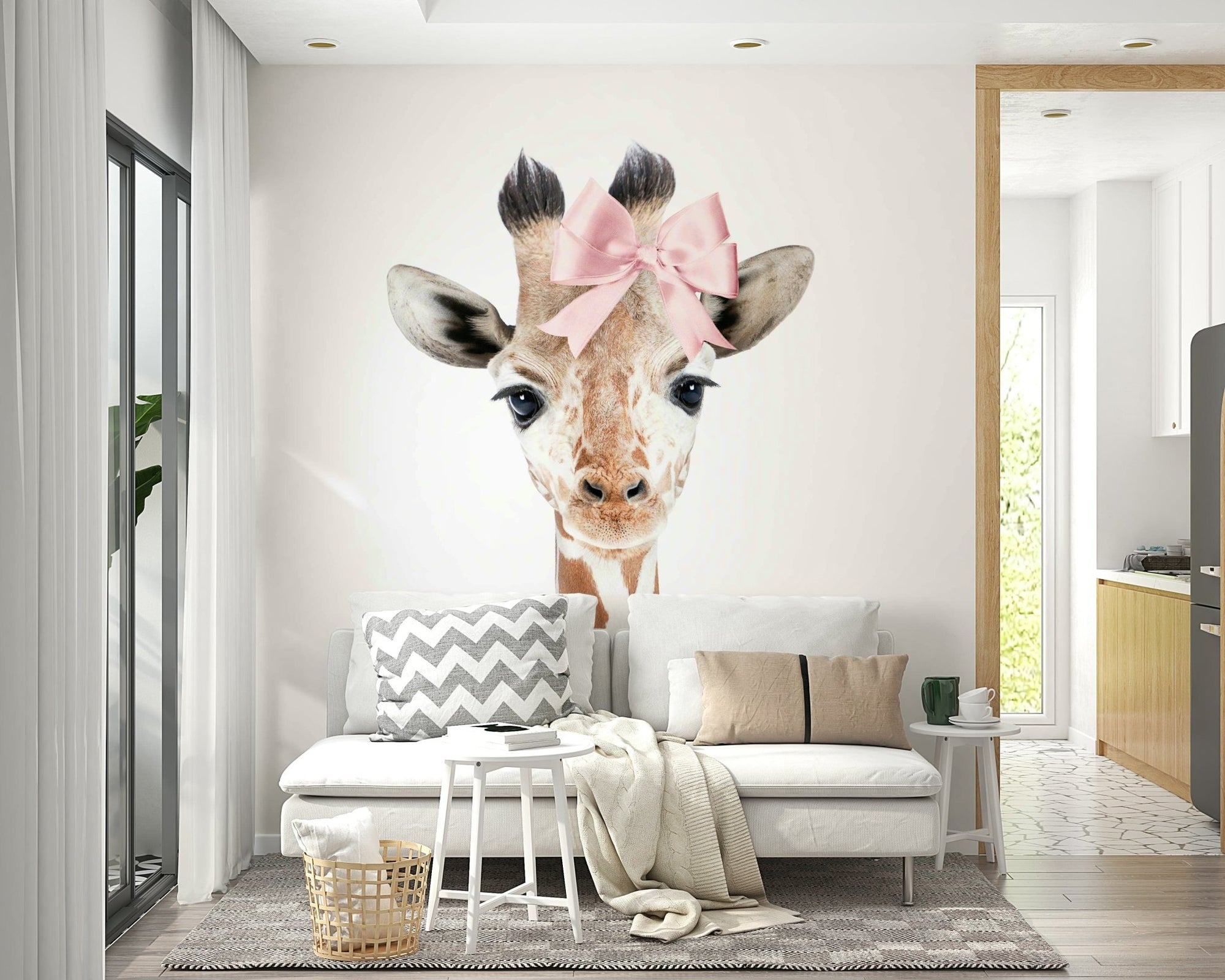 Baby giraffe bow wallpaper design GD291

