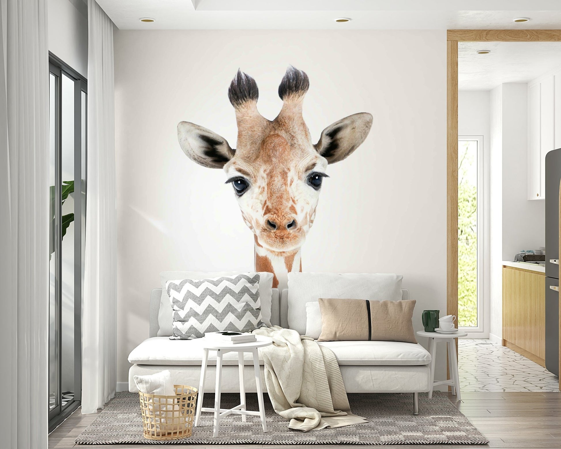 Cute giraffe mural for kids room
