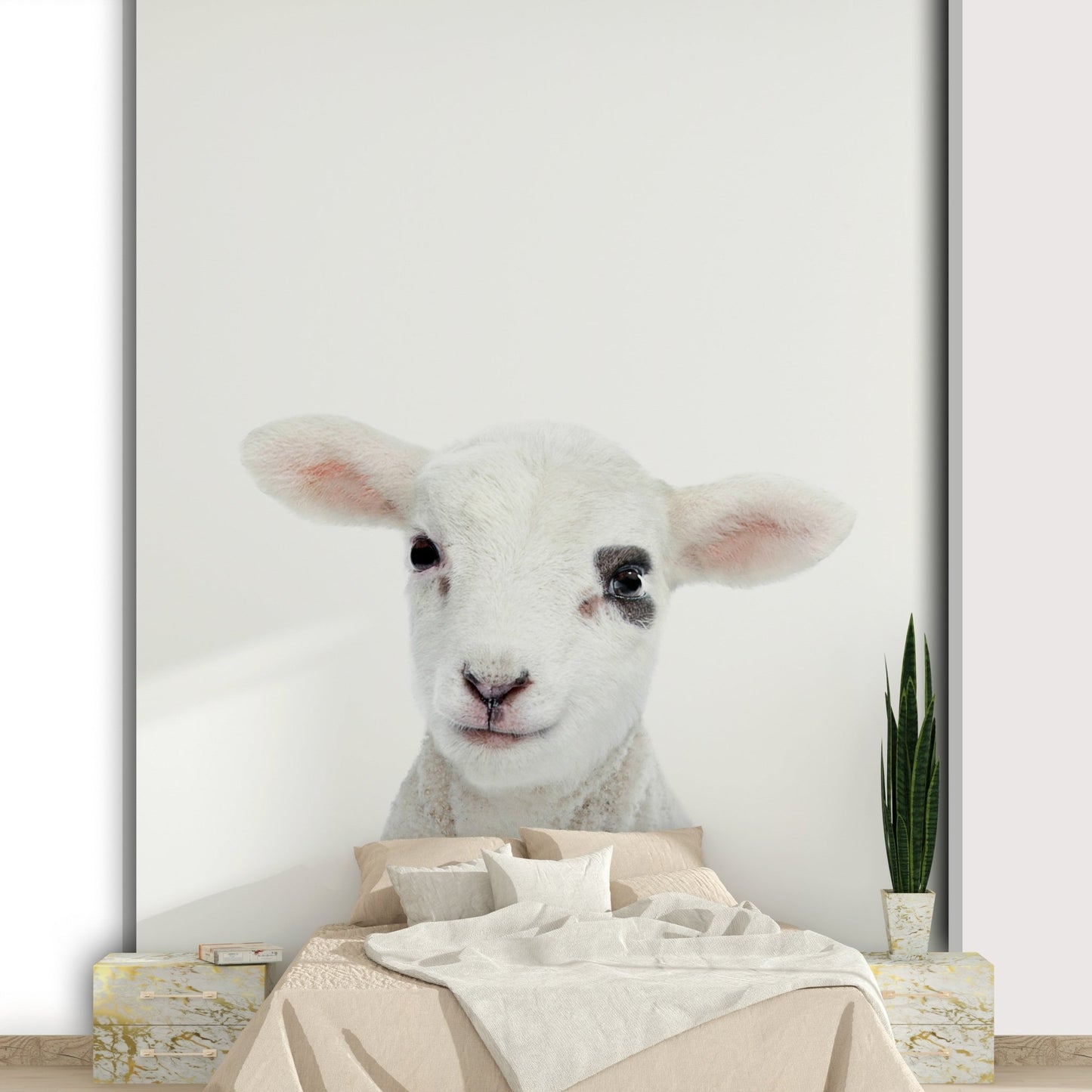 Peaceful baby lamb wallpaper for walls

