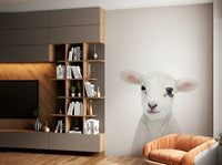 Realistic baby lamb wallpaper mural
