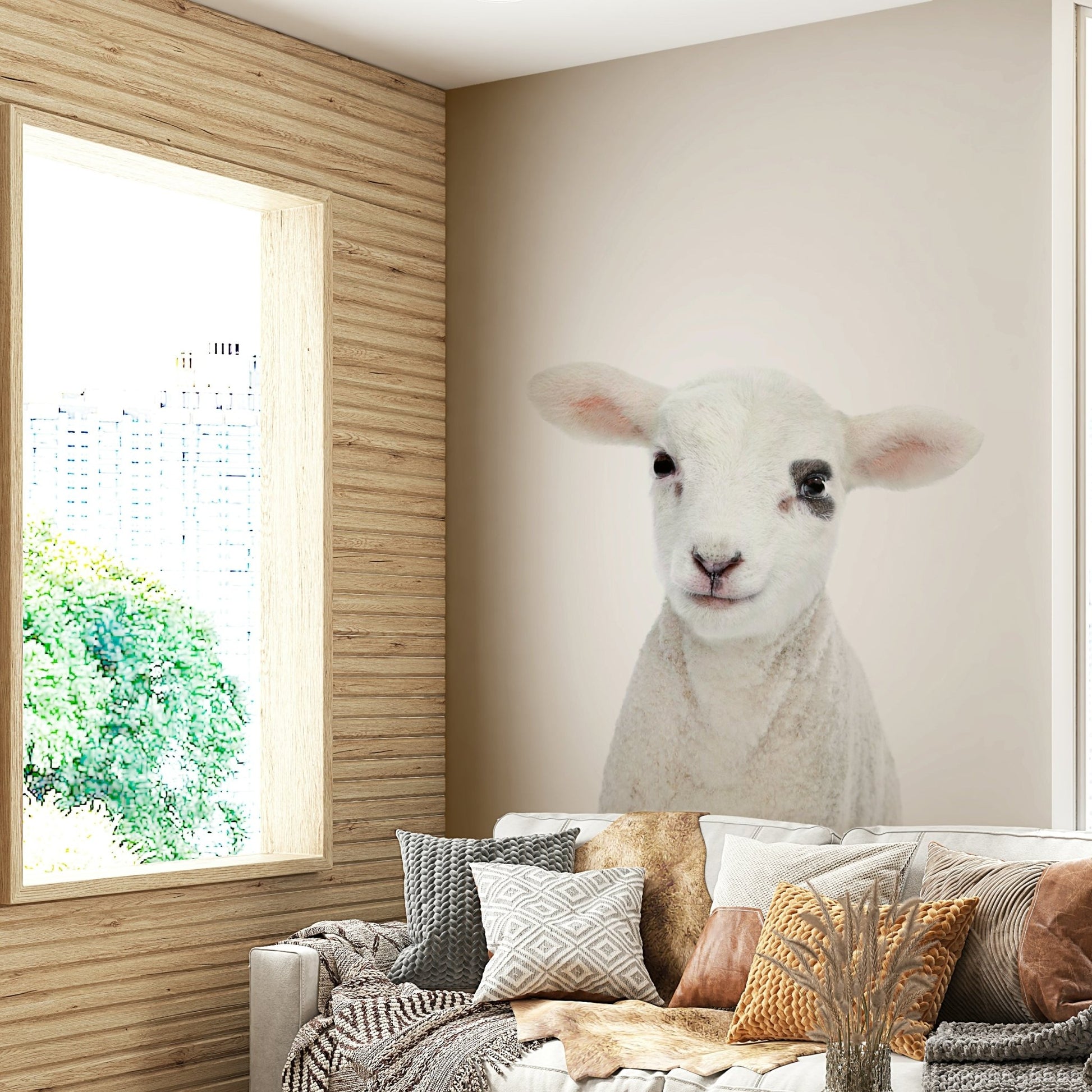 High-quality baby lamb wall mural
