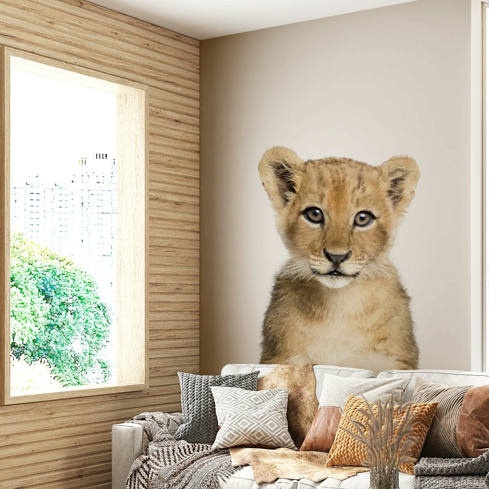 Baby Lion Wall Mural on nursery wall

