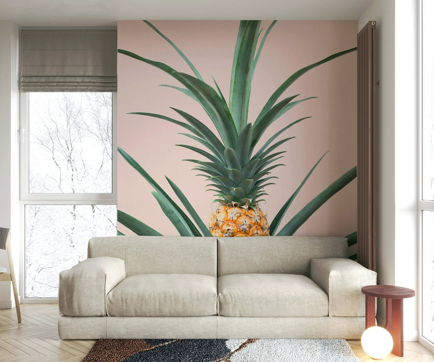 High-quality durable pineapple mural wallpaper
