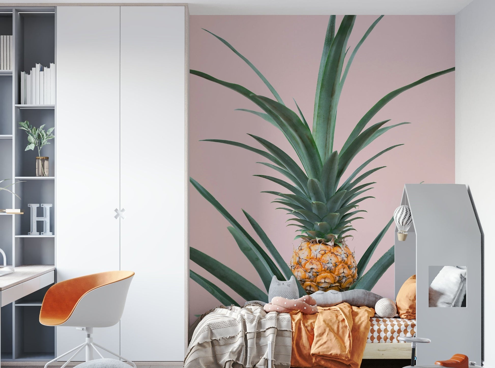 Peel and stick wall mural in children’s nursery
