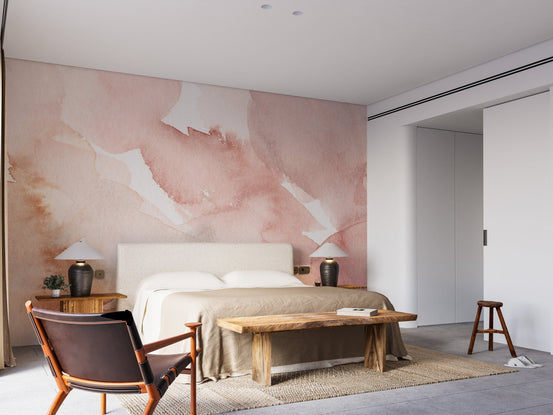 Abstract soft pink watercolor wallpaper with a modern touch. A743