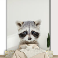 Peel and stick baby raccoon mural in child’s bedroom

